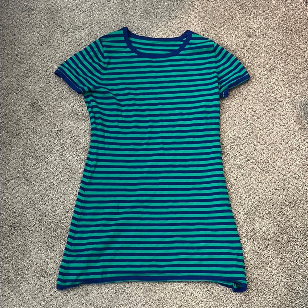 Striped Green and Blue T-Shirt Dress